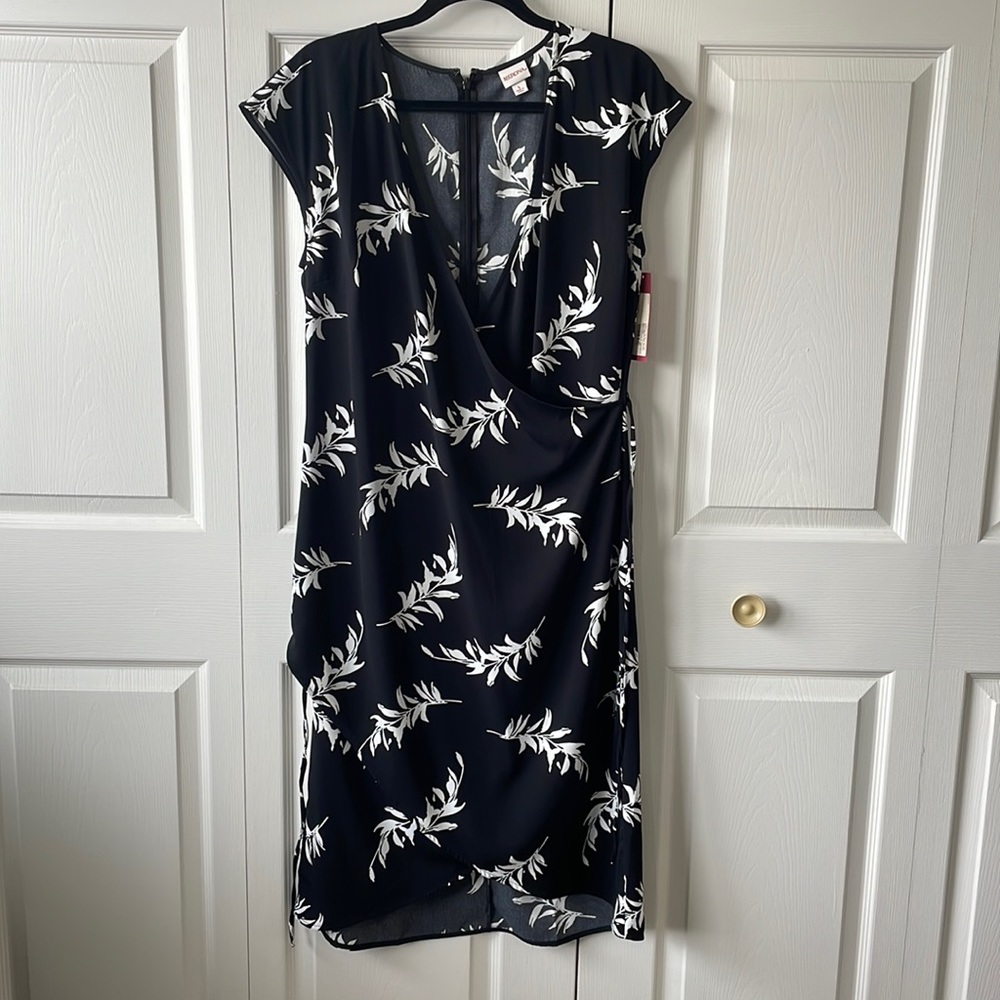 Faux wrap midi dress